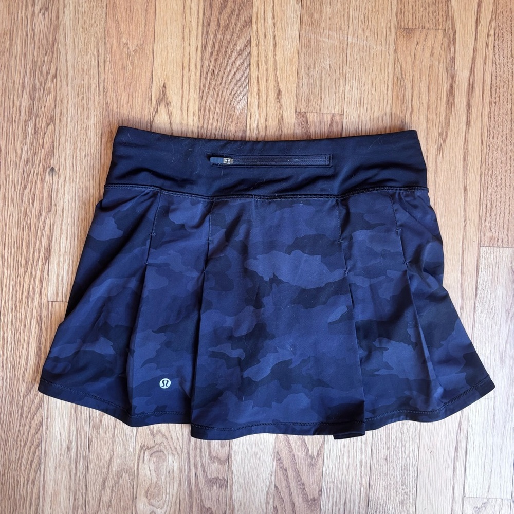 Lululemon Pace Rival Mini Skirt Black Gray Camouflage 4